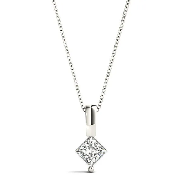 Princess Cut Diamond Solitaire Necklace Pendant