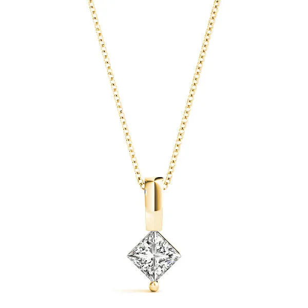 Princess Cut Diamond Solitaire Necklace Pendant