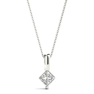 Princess Cut Diamond Solitaire Necklace Pendant
