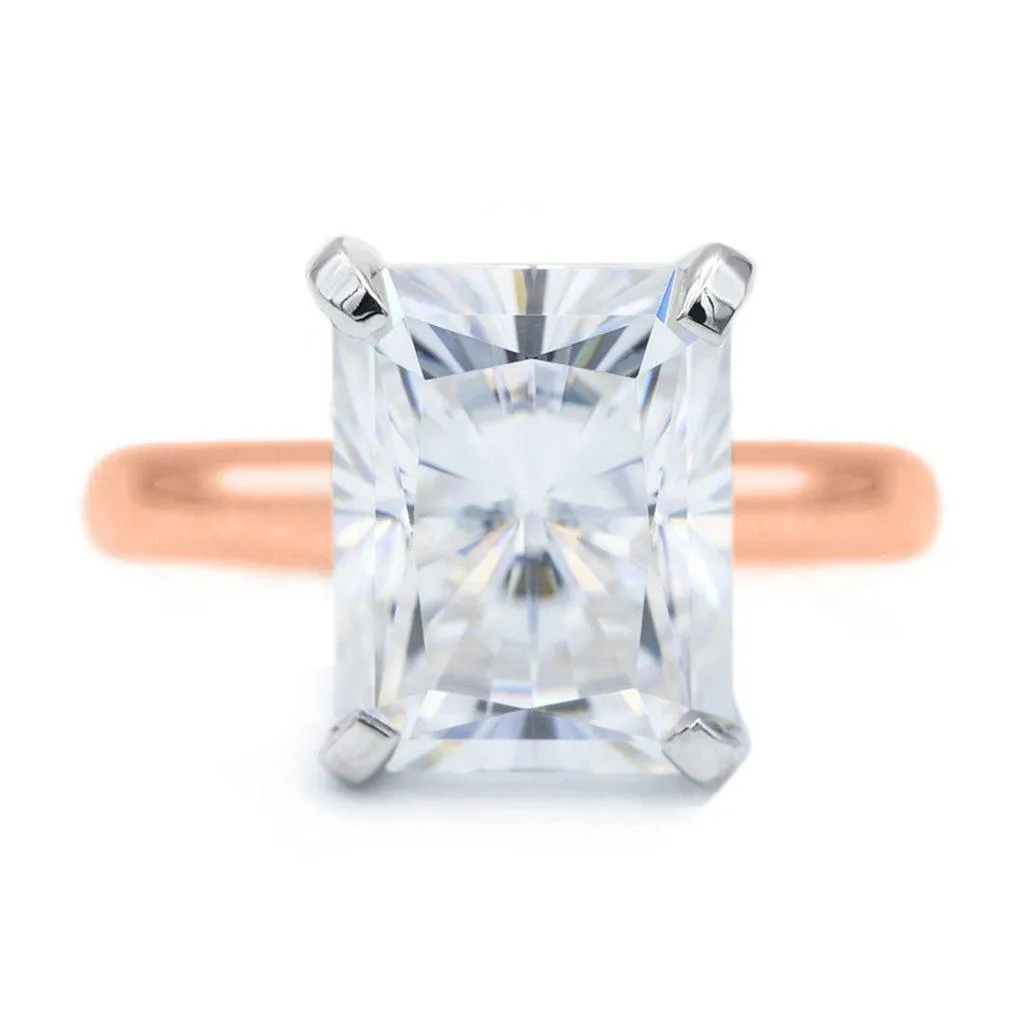 Radiant Moissanite 4 Prongs FANCY Solitaire Ring