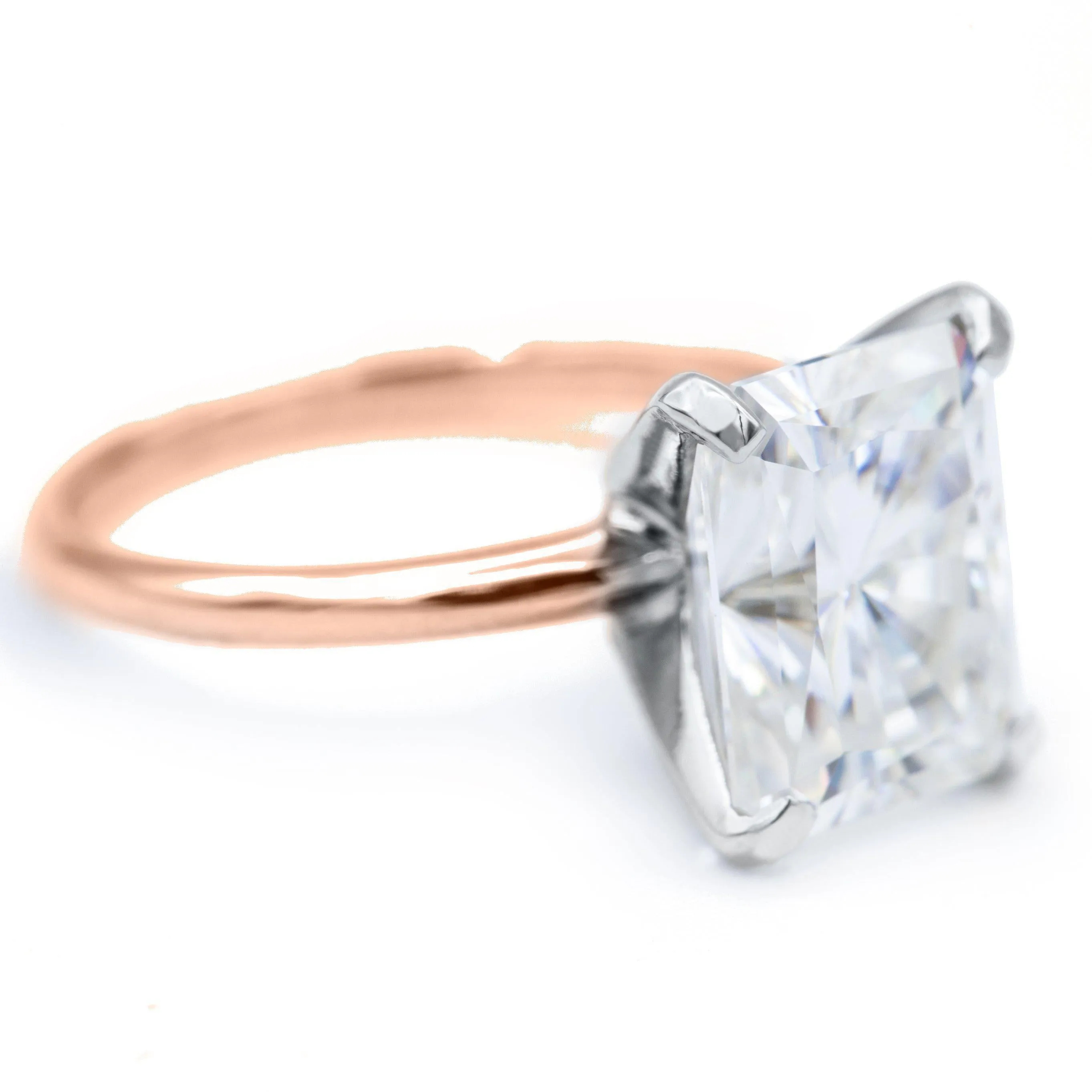 Radiant Moissanite 4 Prongs FANCY Solitaire Ring