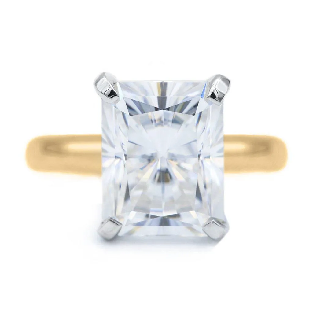 Radiant Moissanite 4 Prongs FANCY Solitaire Ring