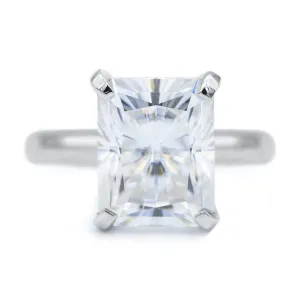 Radiant Moissanite 4 Prongs FANCY Solitaire Ring