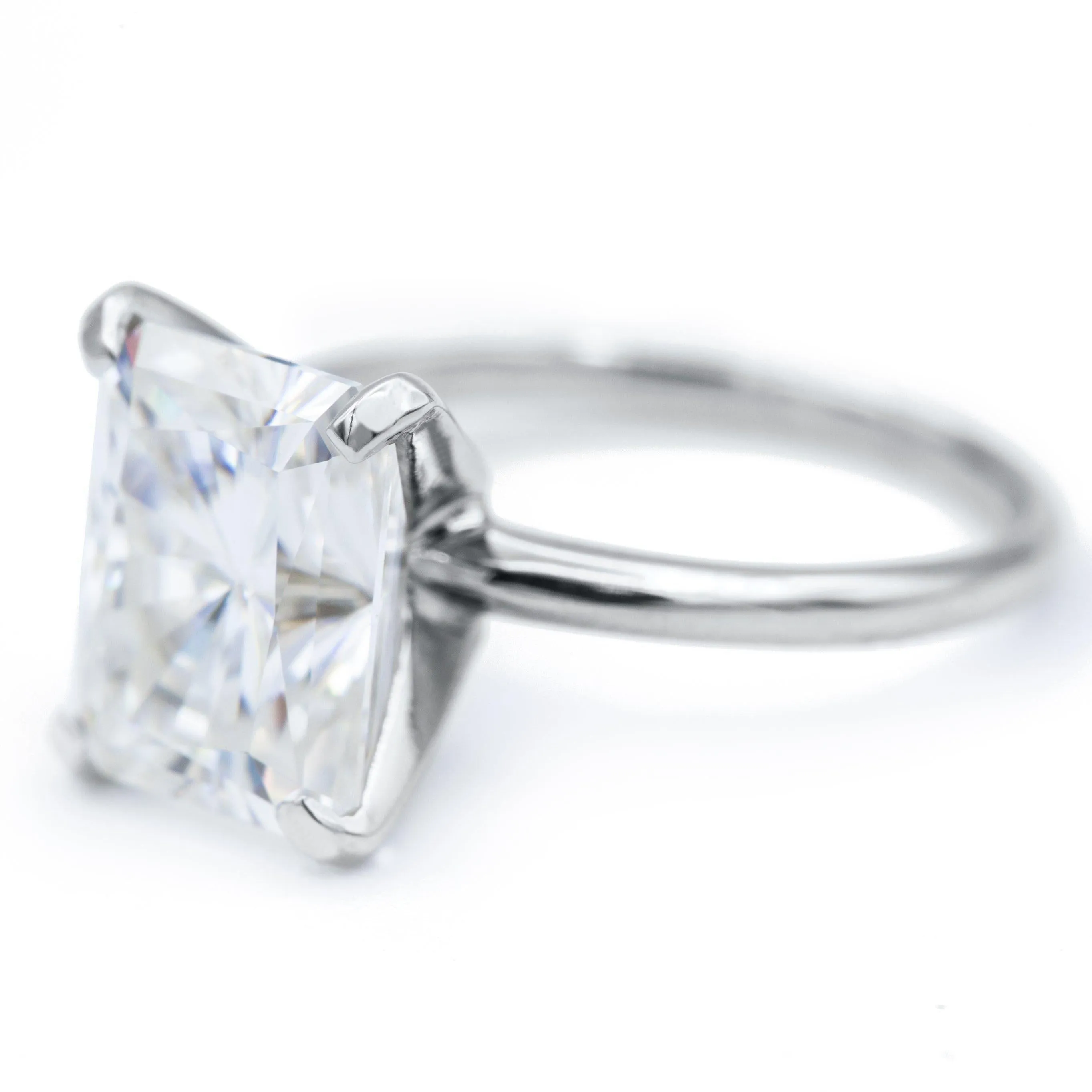 Radiant Moissanite 4 Prongs FANCY Solitaire Ring