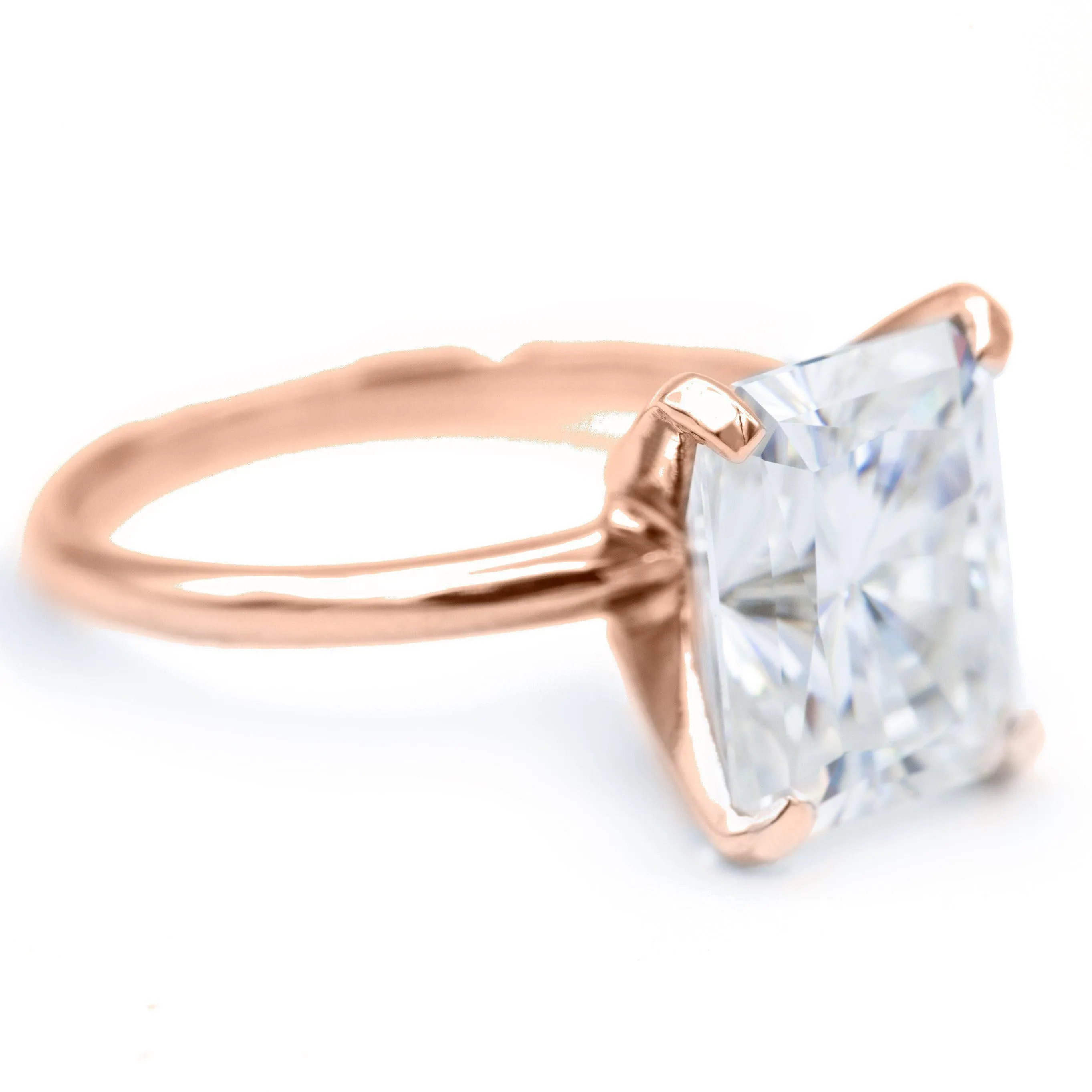 Radiant Moissanite 4 Prongs FANCY Solitaire Ring