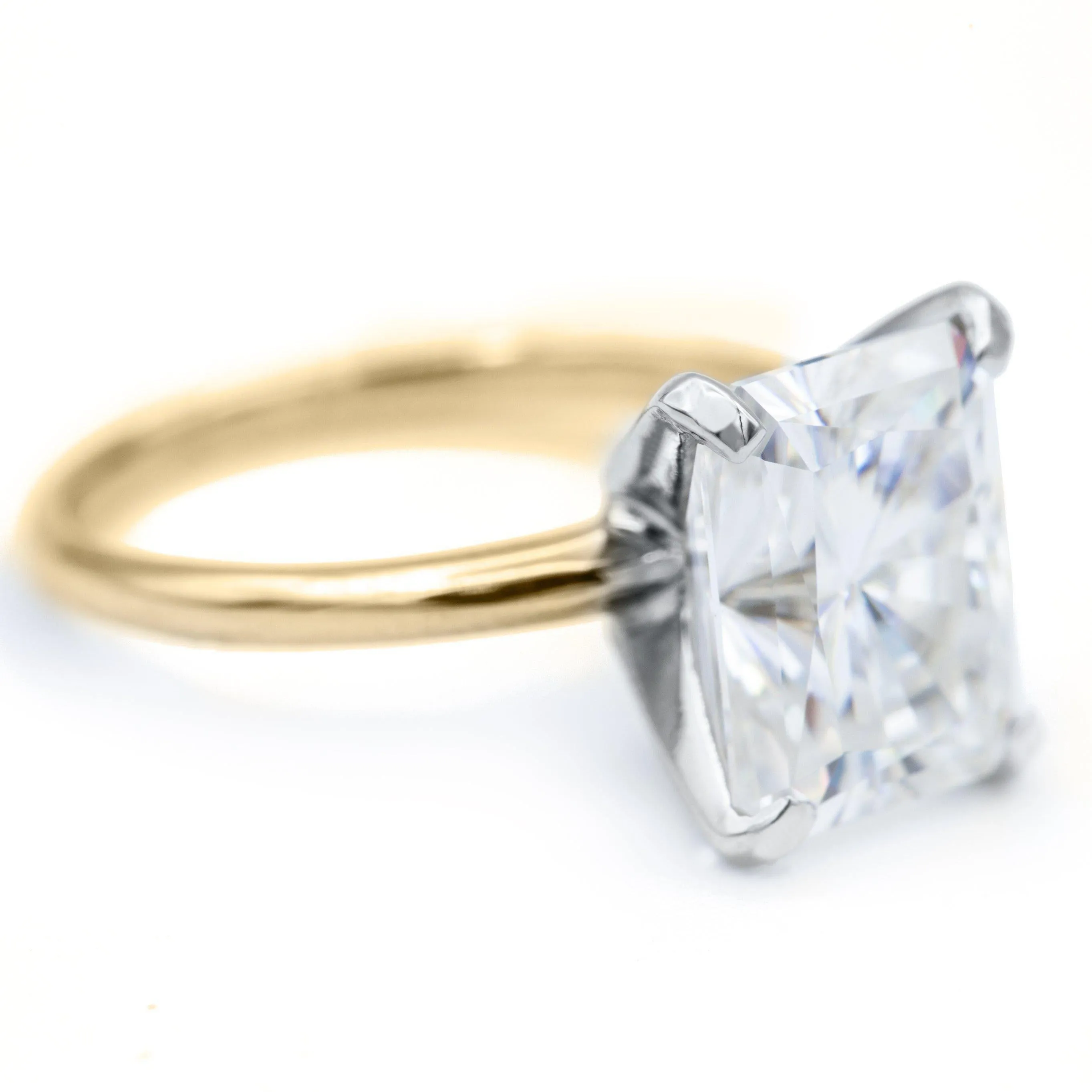 Radiant Moissanite 4 Prongs FANCY Solitaire Ring