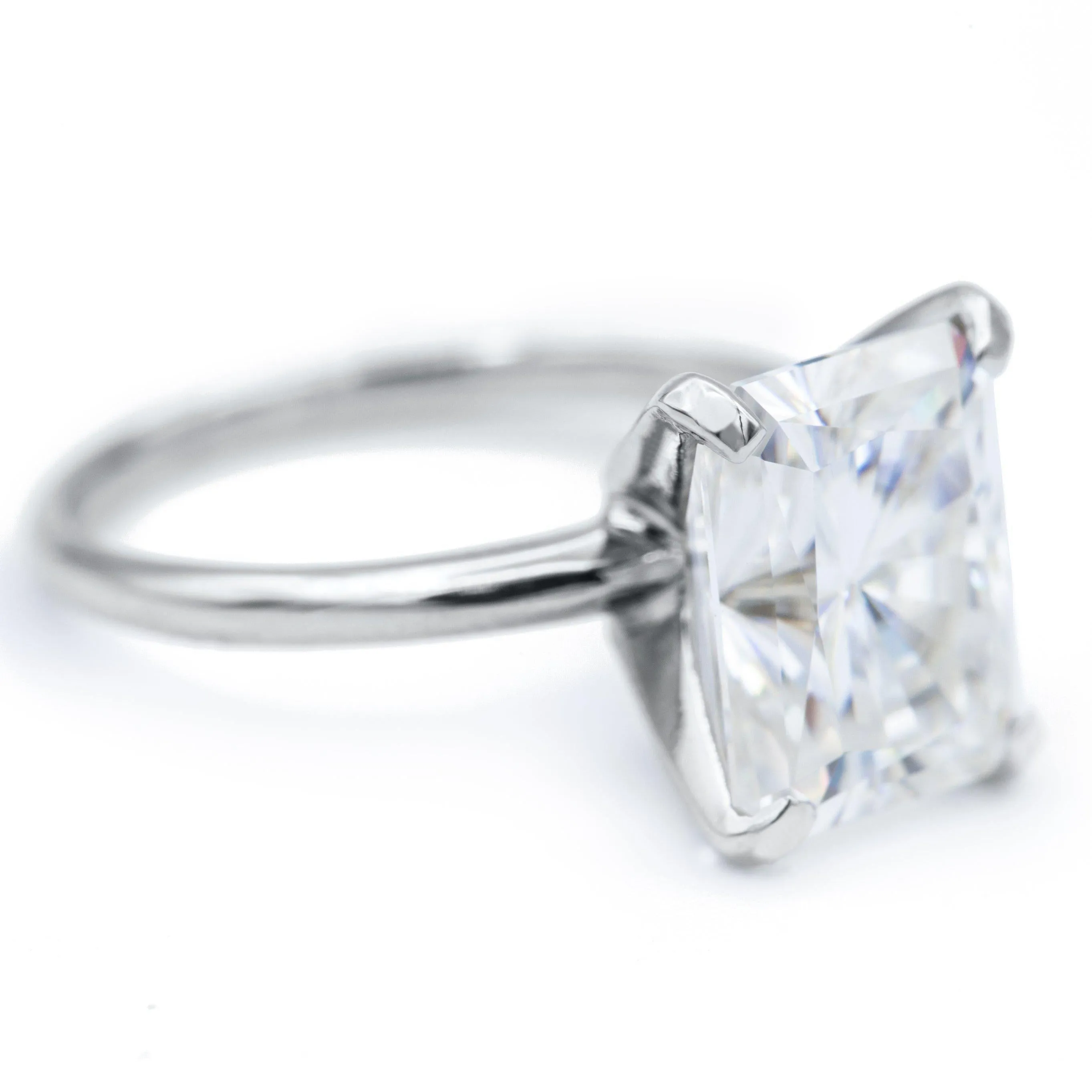Radiant Moissanite 4 Prongs FANCY Solitaire Ring