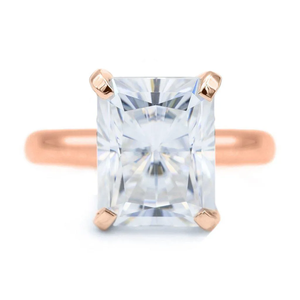 Radiant Moissanite 4 Prongs FANCY Solitaire Ring