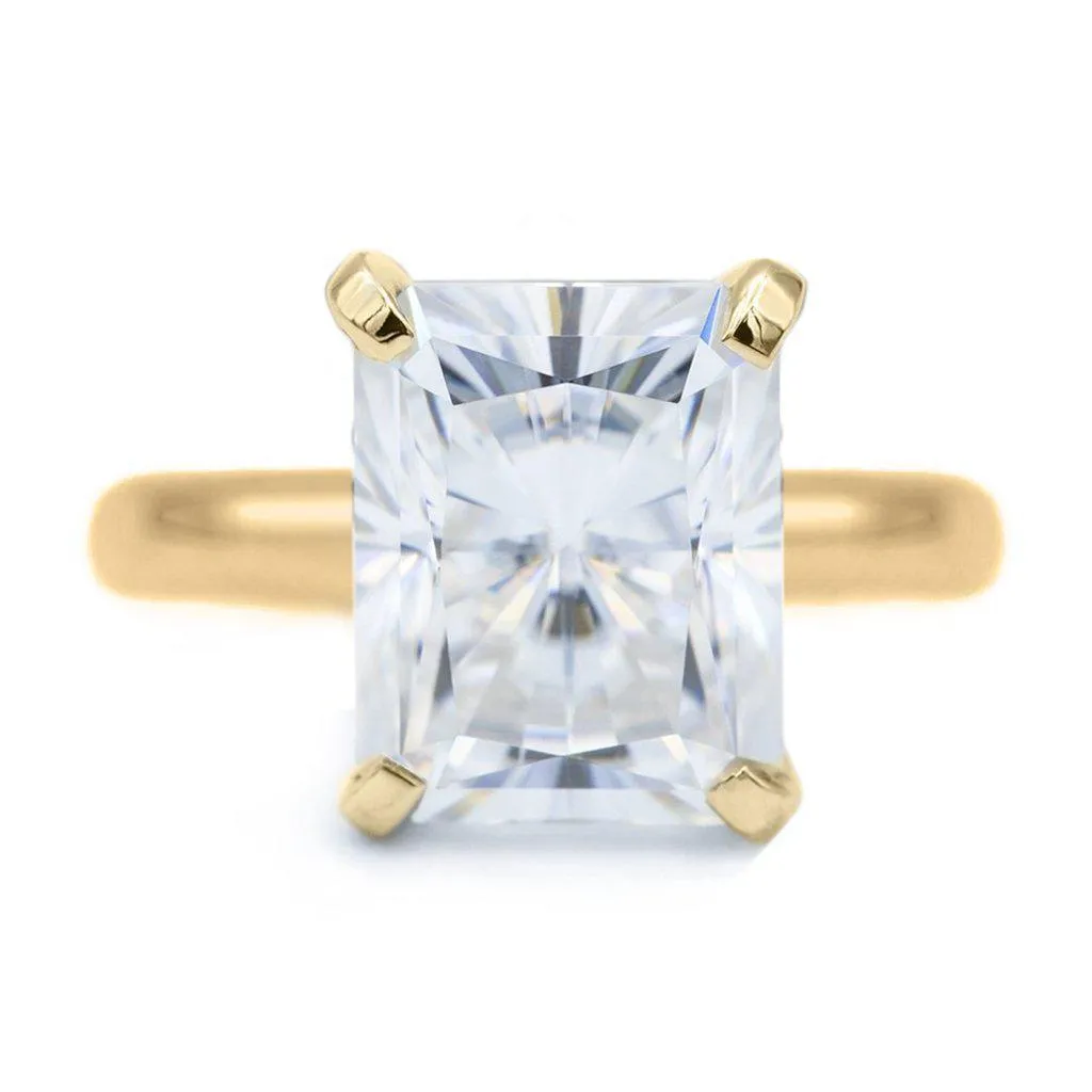Radiant Moissanite 4 Prongs FANCY Solitaire Ring