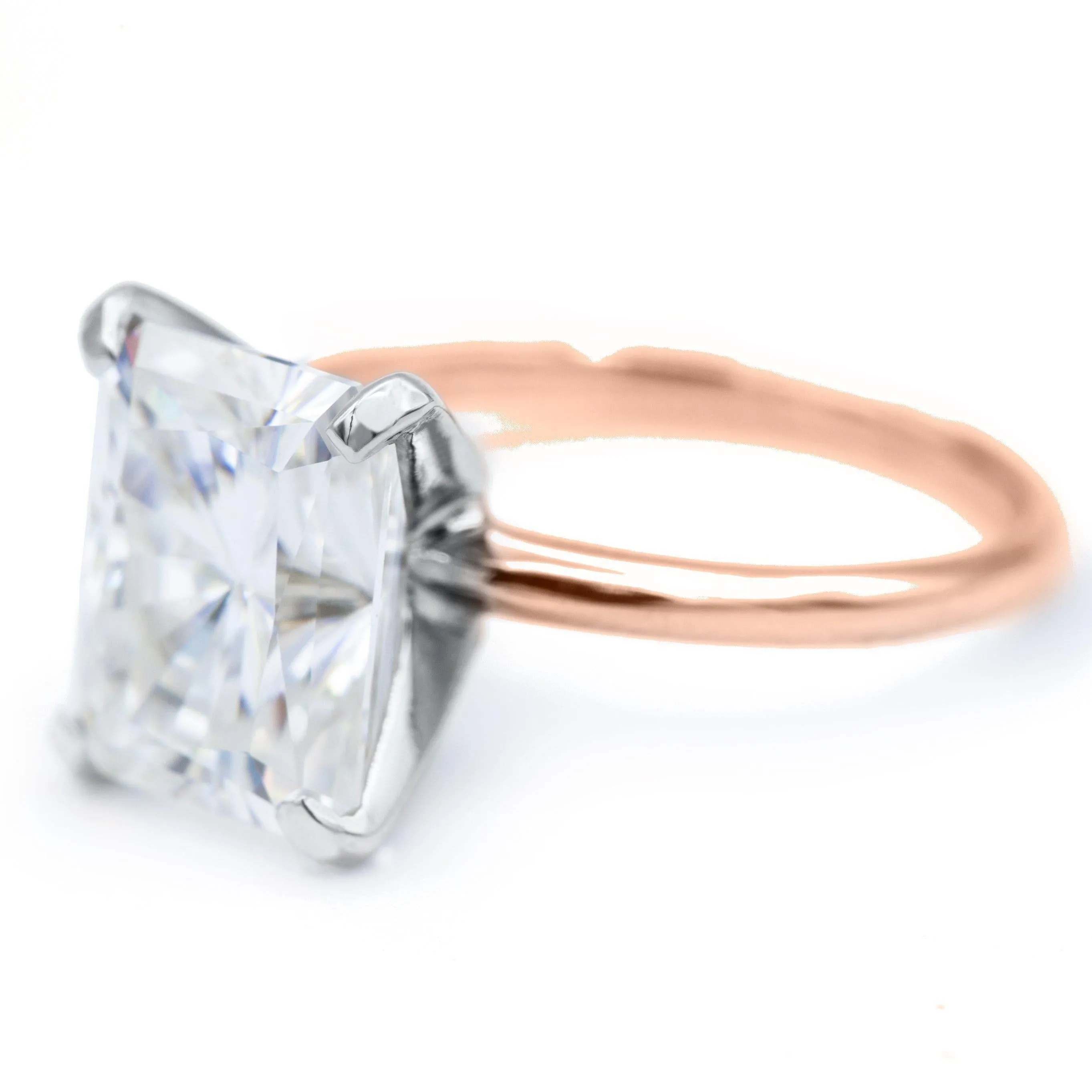 Radiant Moissanite 4 Prongs FANCY Solitaire Ring