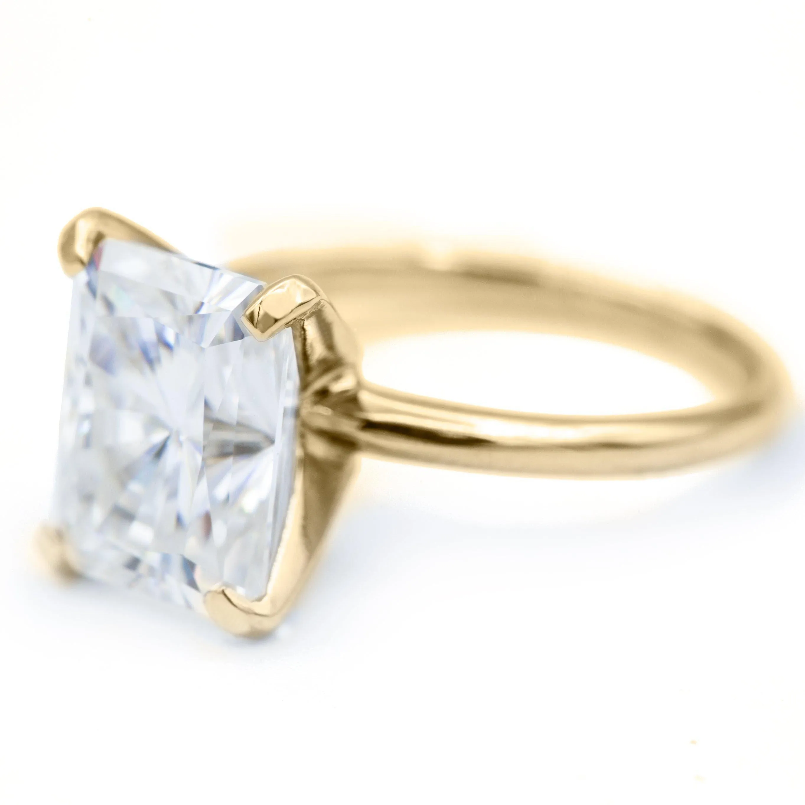 Radiant Moissanite 4 Prongs FANCY Solitaire Ring