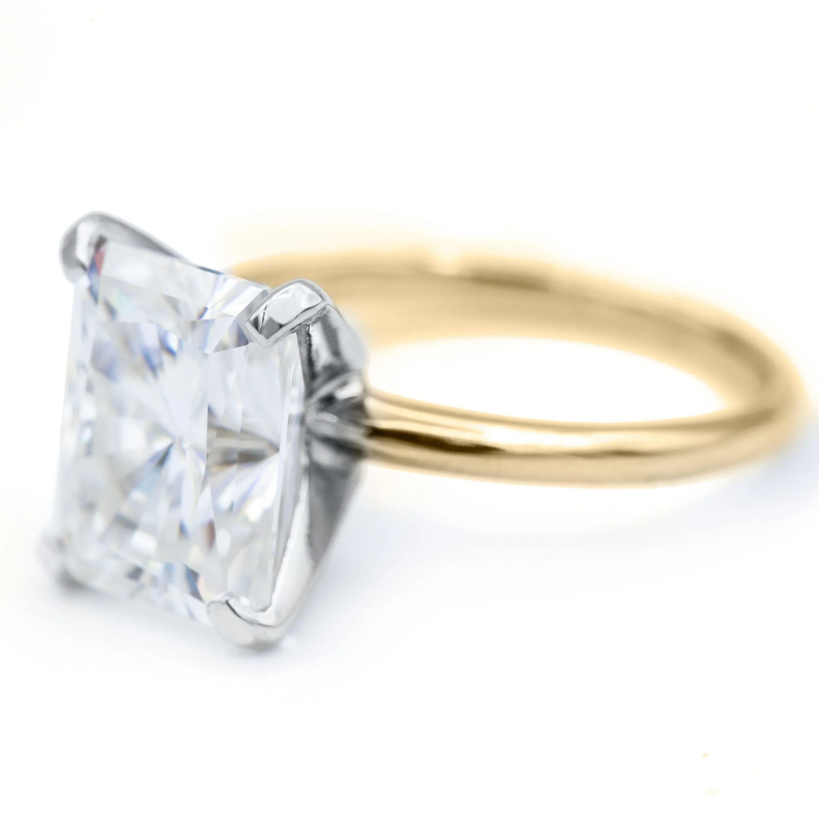 Radiant Moissanite 4 Prongs FANCY Solitaire Ring