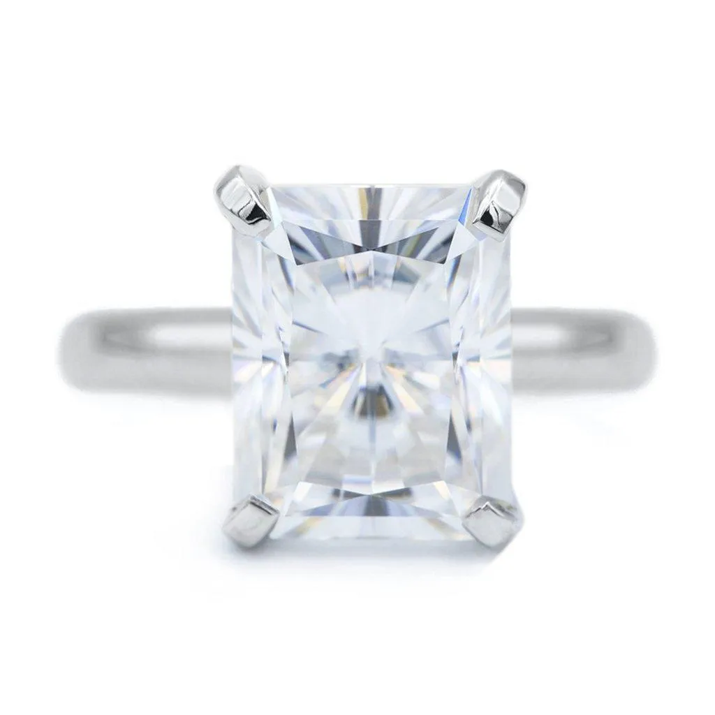Radiant Moissanite 4 Prongs FANCY Solitaire Ring