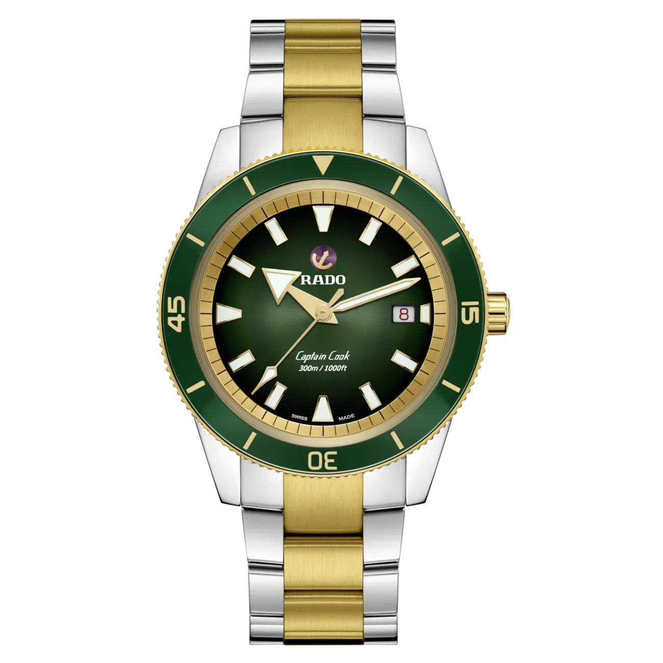 Rado Captain Cook Automatic Green 2 Tones Gold PVD