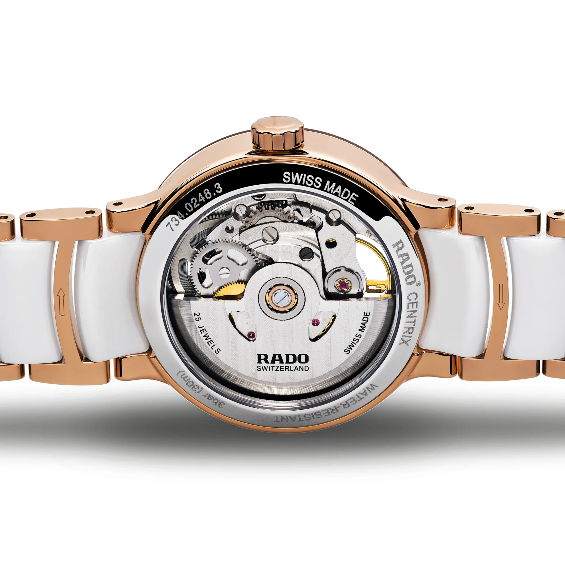 Rado Centrix Automatic Open Heart White Ceramic with RG PVD