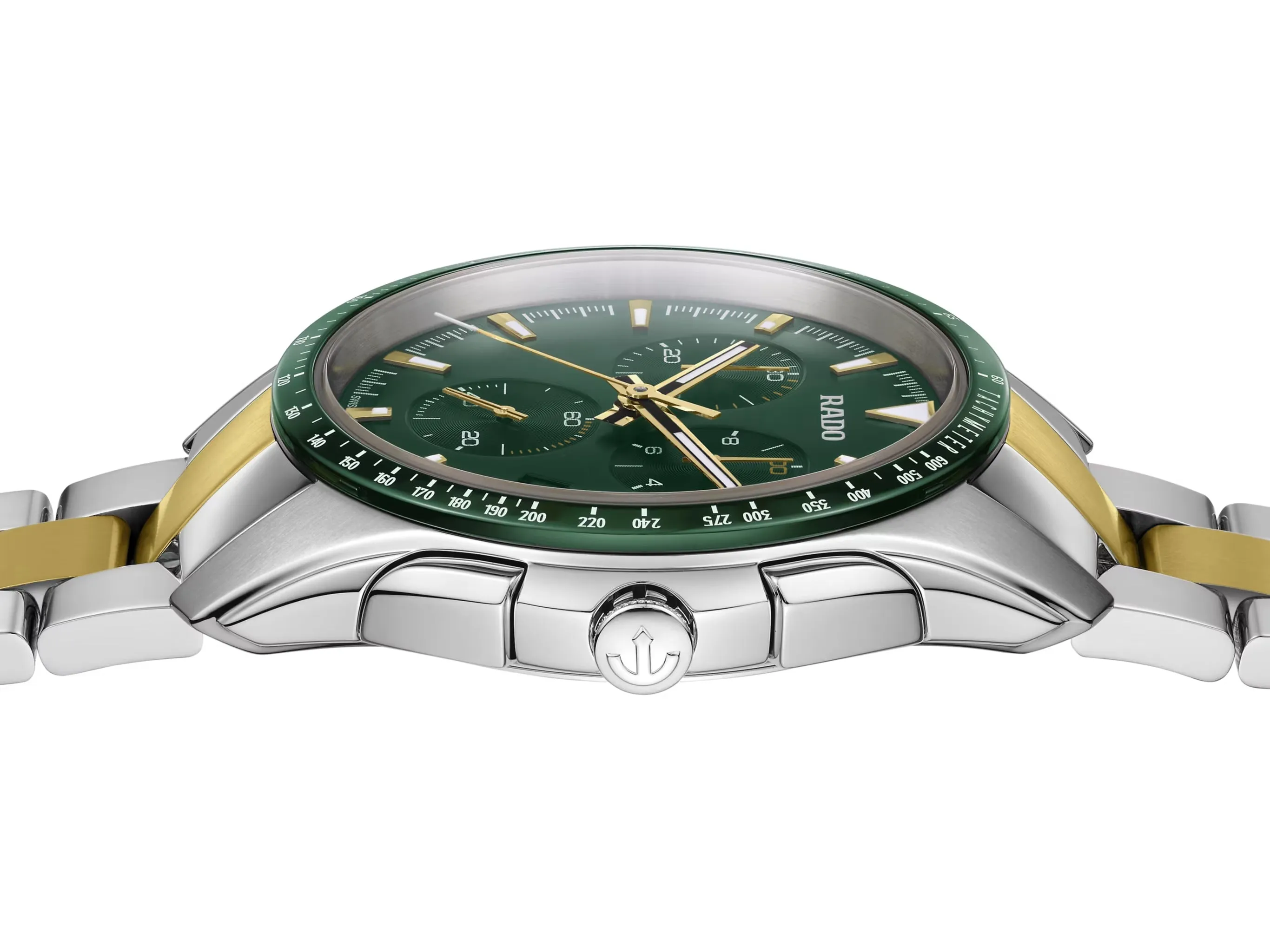 Rado Hyperchrome Chronograph Green Dial 2 Tones YG