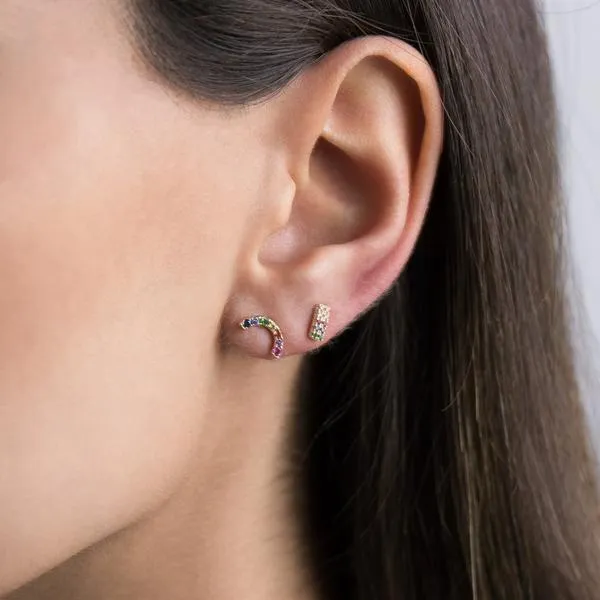 Rainbow Stud Earring 14K