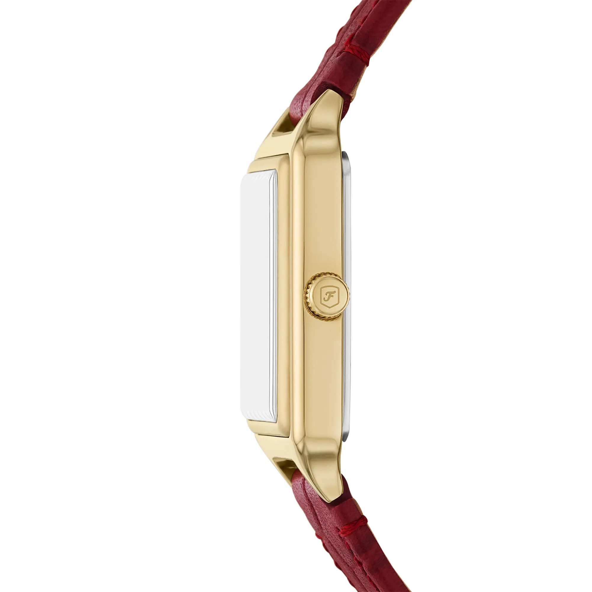 Raquel Three-Hand Date Red Croco Leather Watch