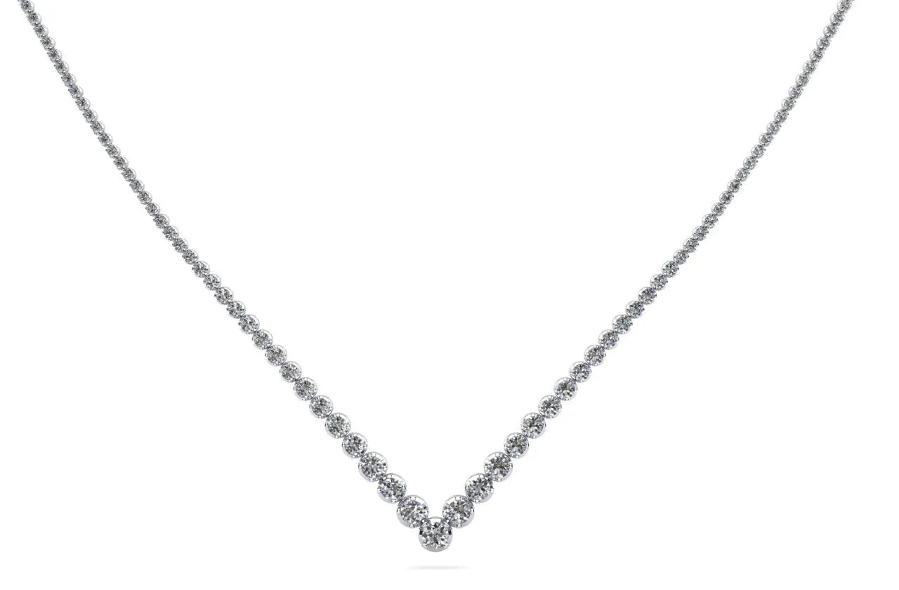 Ravishing V Neck With Graduated Diamonds with 7.00 ct.(finished)