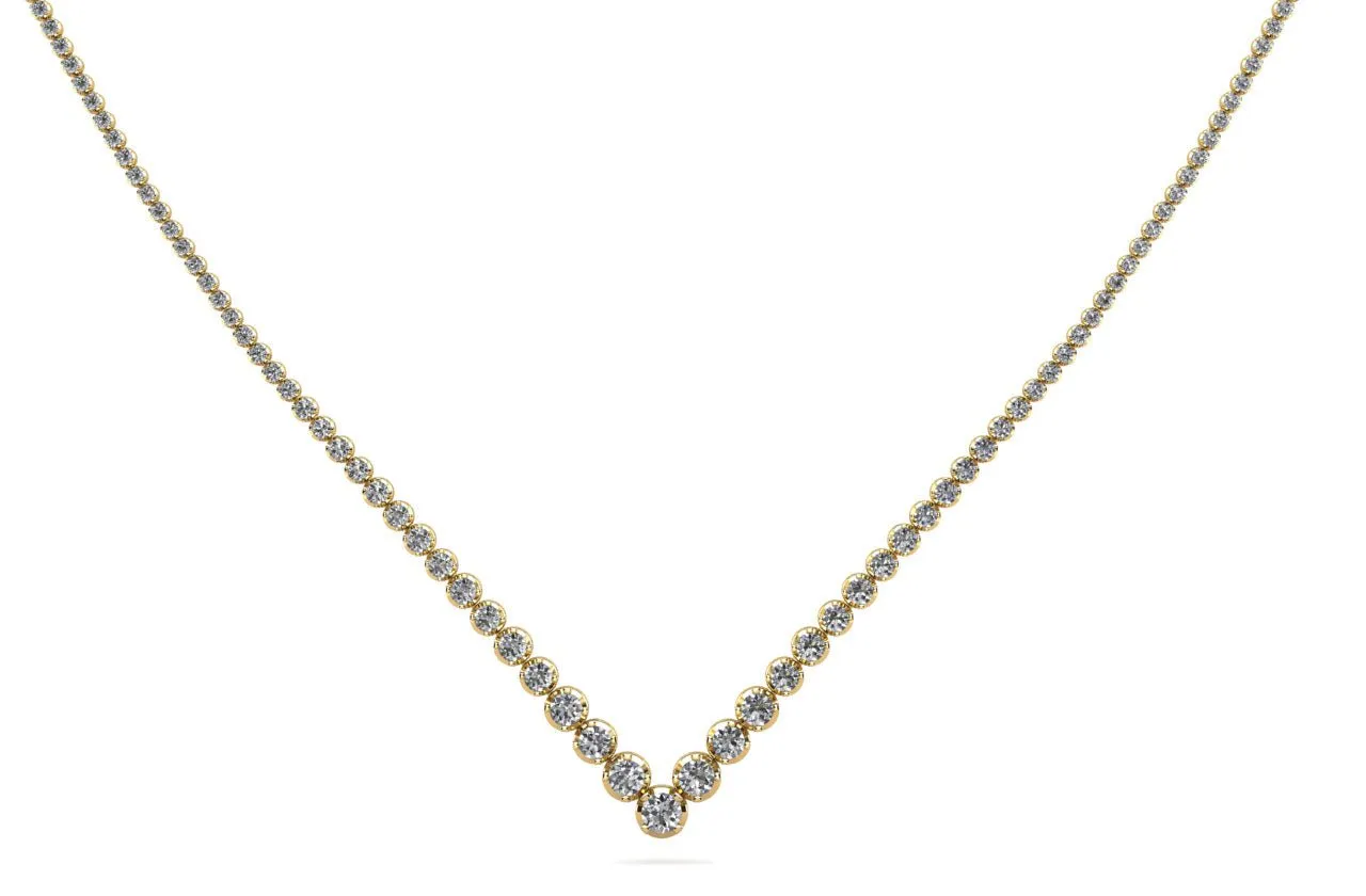 Ravishing V Neck With Graduated Diamonds with 7.00 ct.(finished)