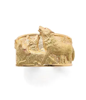 Repousse Wolves Cuff