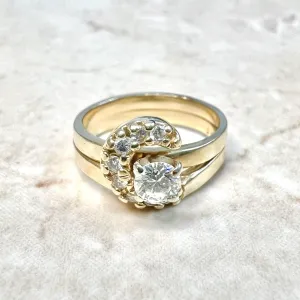 RESERVED - Vintage 14 Karat Yellow Gold Diamond Engagement Ring Set