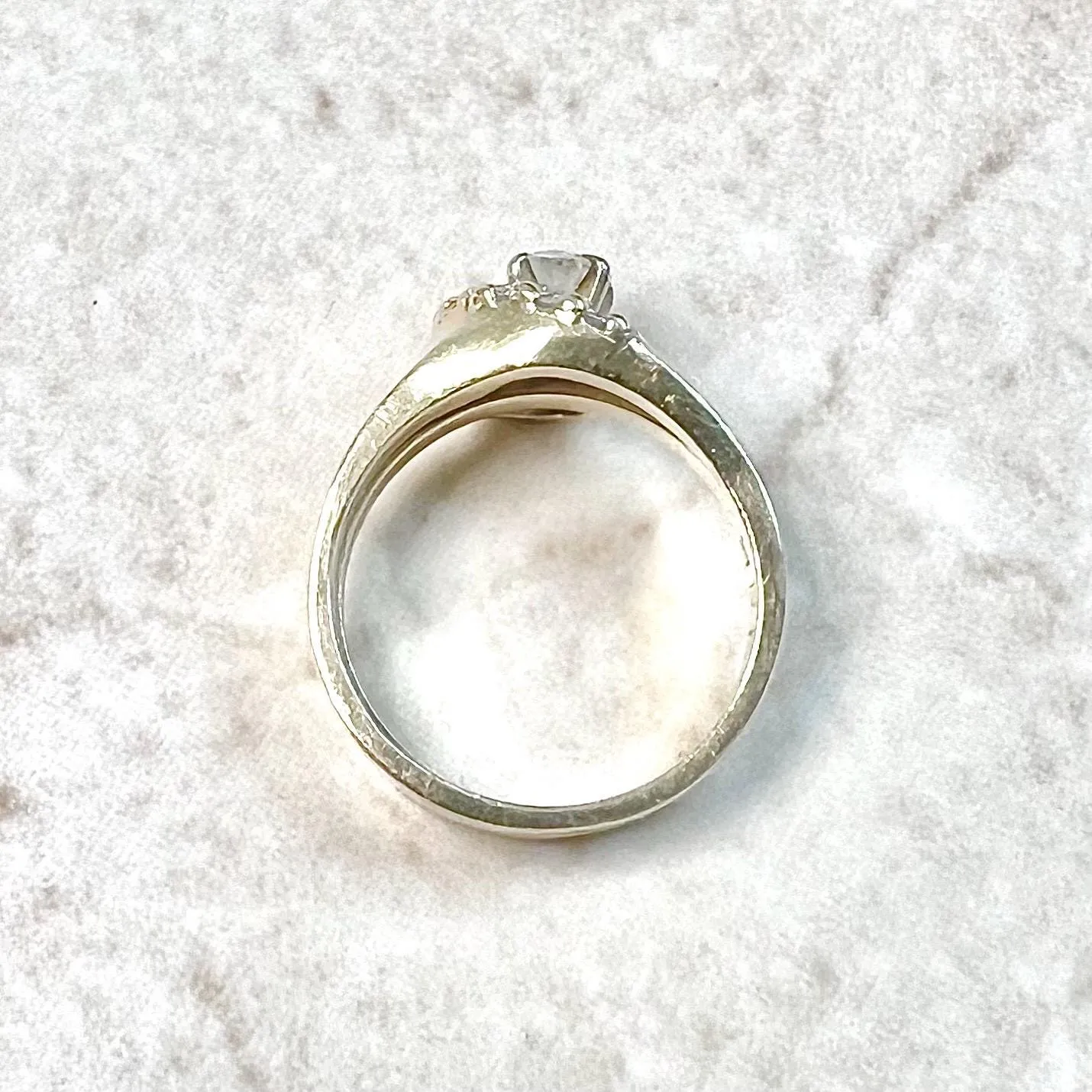 RESERVED - Vintage 14 Karat Yellow Gold Diamond Engagement Ring Set