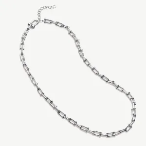 Rhodium Plated Silver Lyra Ball Link Hardwear Necklace