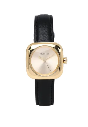 Riley Gold Leather Analog Watch (Black)