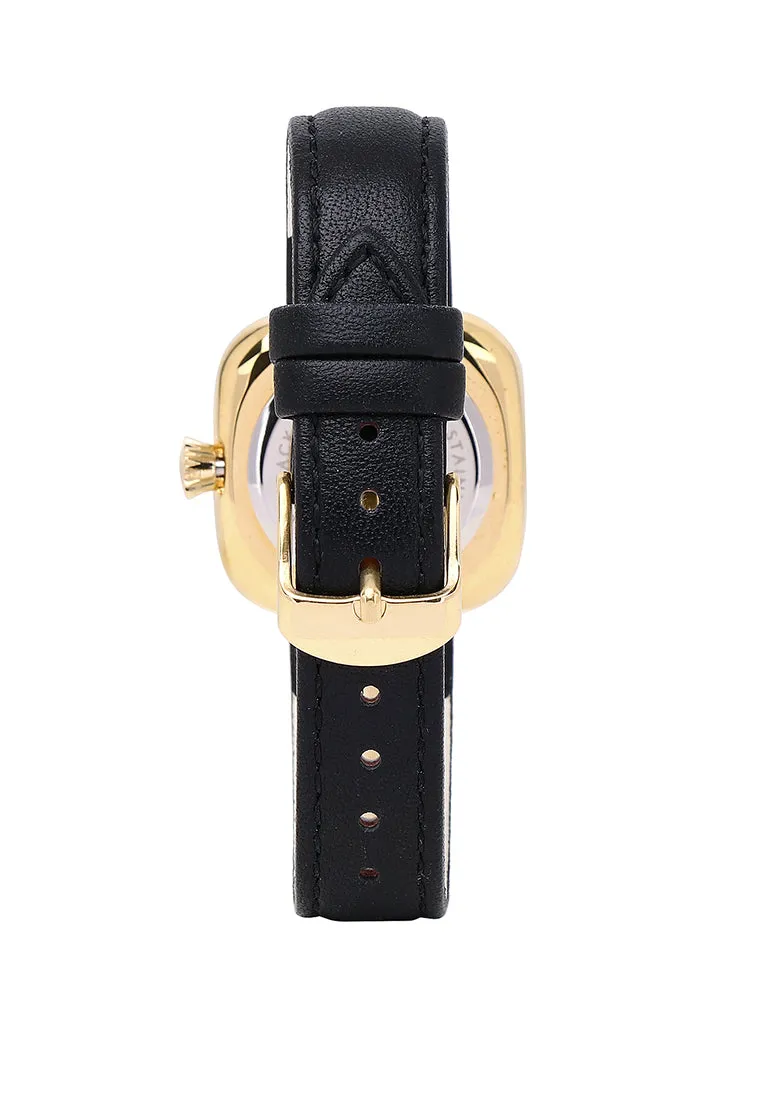 Riley Gold Leather Analog Watch (Black)