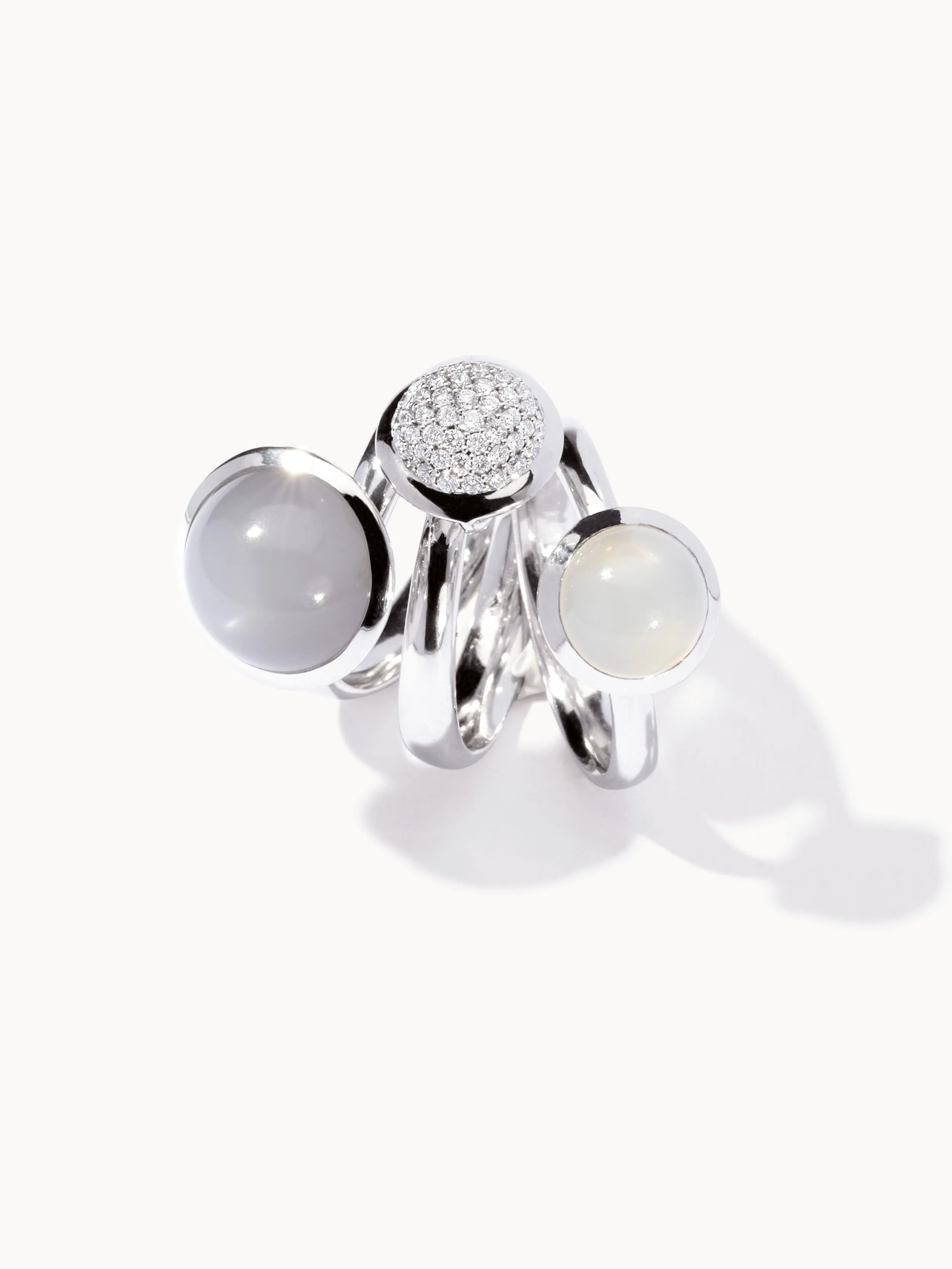 Ring BOUTON large Moonstone grey grey Moonstone