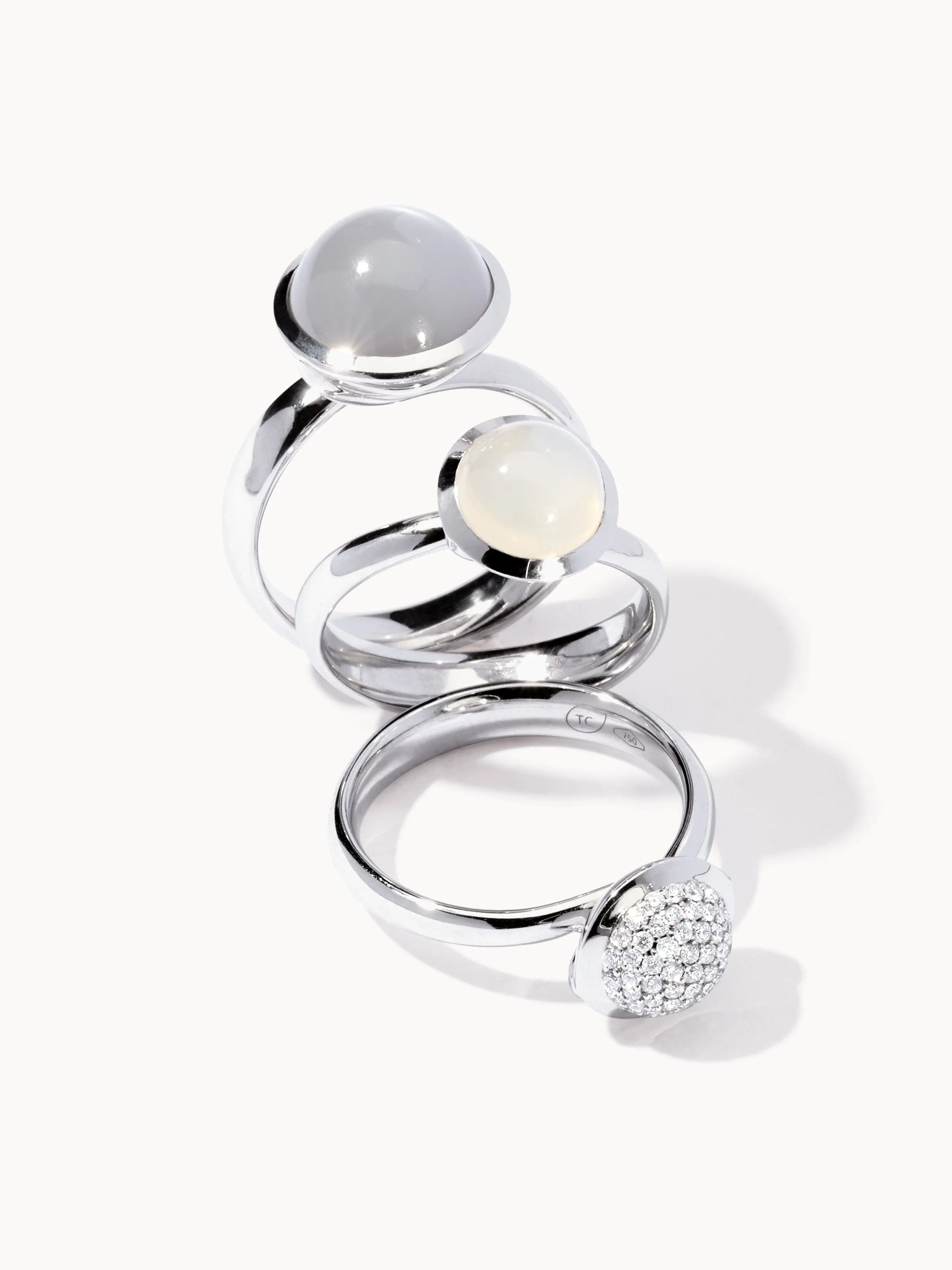 Ring BOUTON large Moonstone grey grey Moonstone