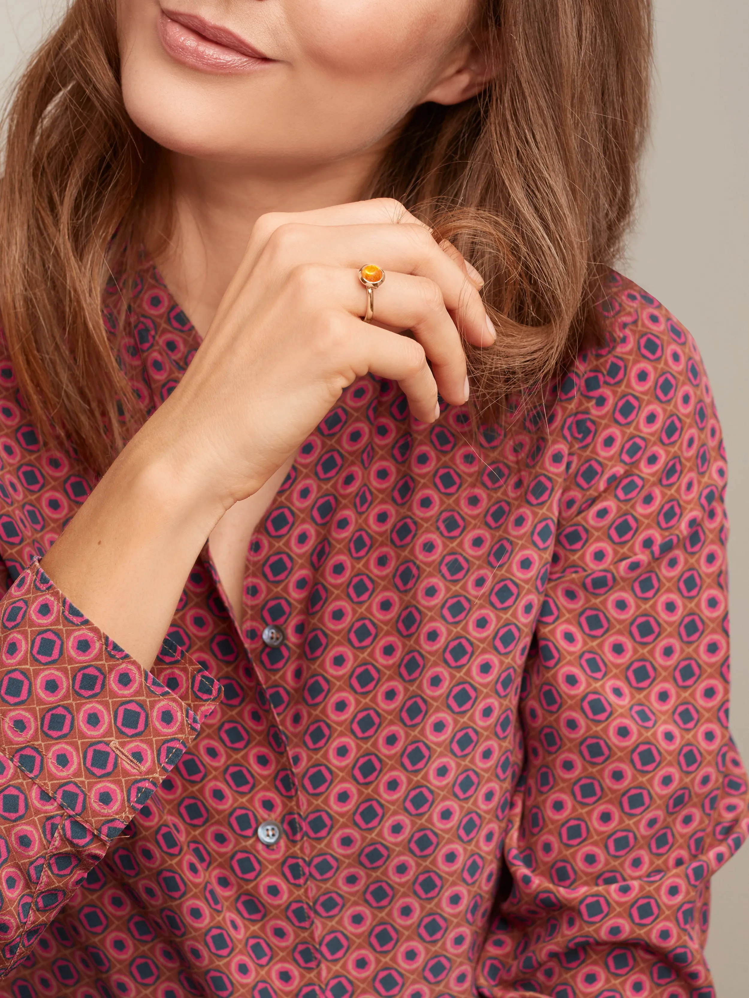 Ring BOUTON small Mandarin Garnet Mandarin Garnet