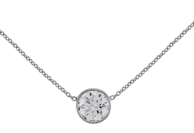 Rivière Platinum 1.50ct Diamond Solitaire Necklace, GIA Certified F Color