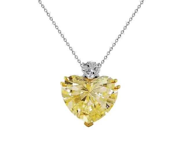 Rivière Platinum 18k Yellow Gold 20ct Fancy Light Yellow Diamond Heart Necklace