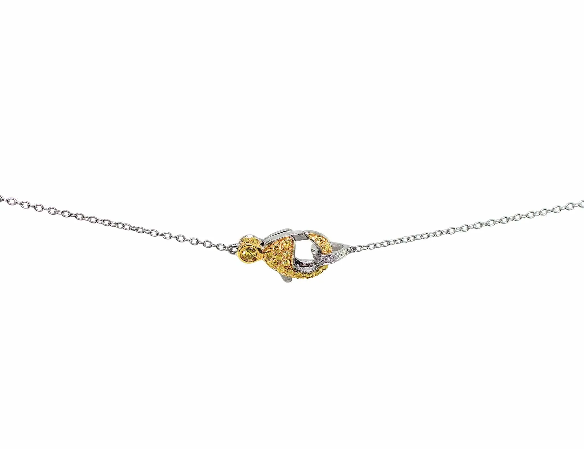 Rivière Platinum 18k Yellow Gold 20ct Fancy Light Yellow Diamond Heart Necklace