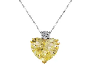 Rivière Platinum 18k Yellow Gold 20ct Fancy Light Yellow Diamond Heart Necklace