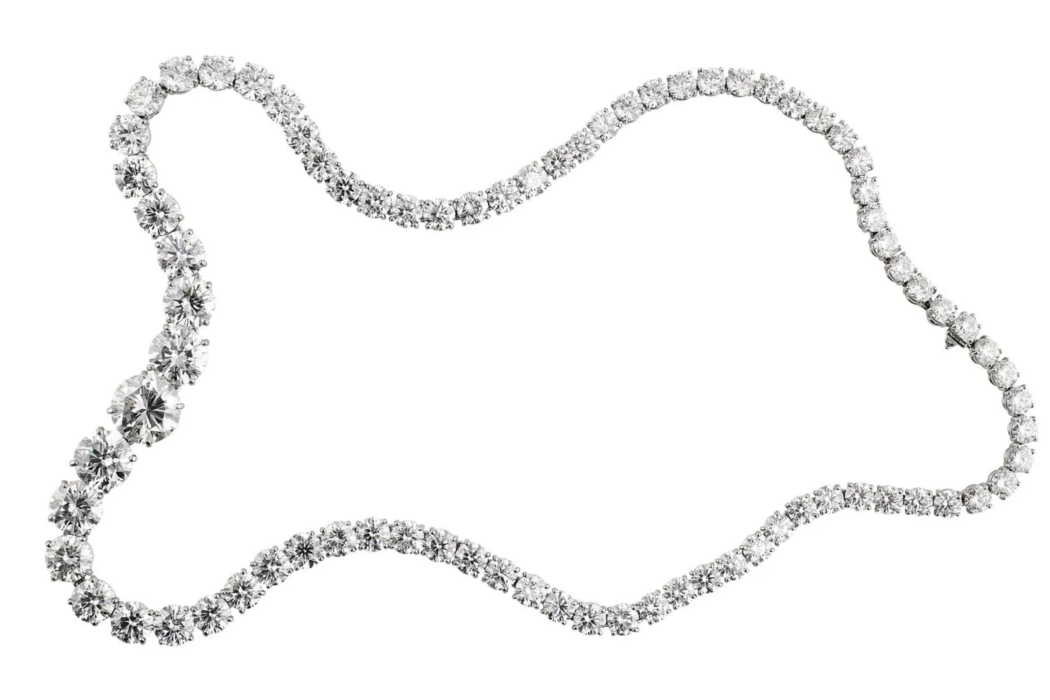 Rivière Platinum 54ctw Diamond Graduated Necklace