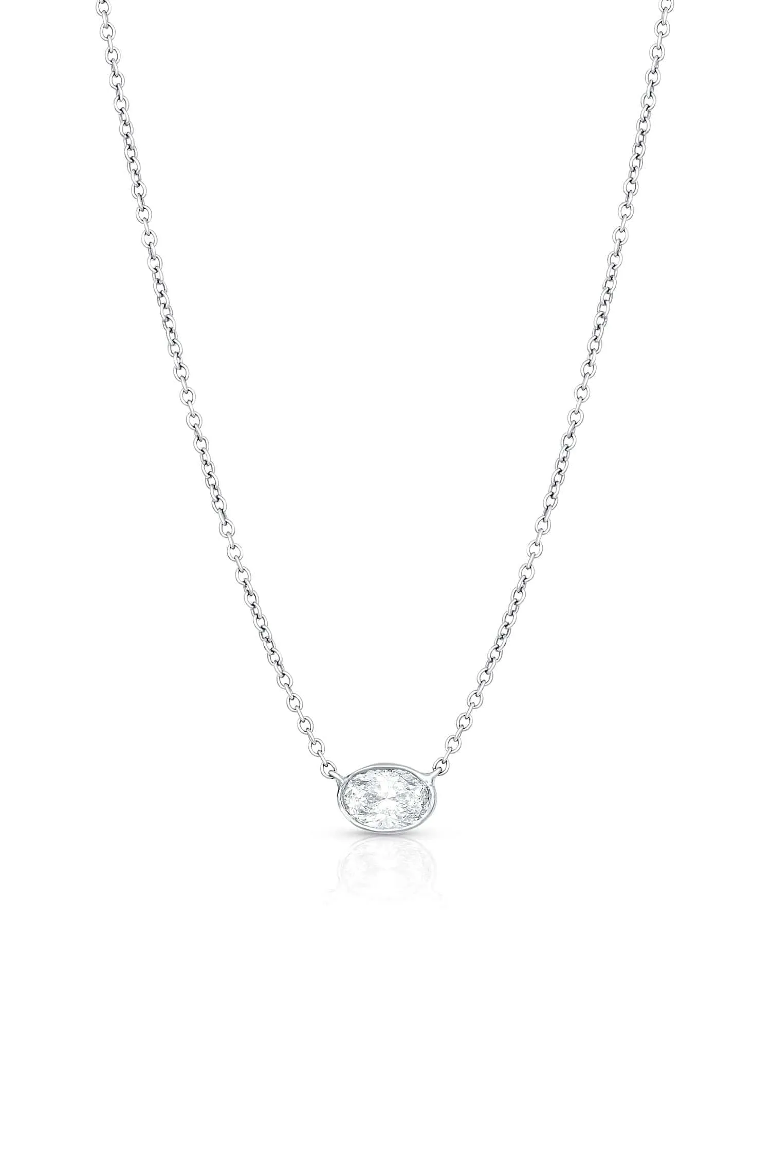 Rivière PLATINUM DIAMOND SOLITAIRE OVAL NECKLACE