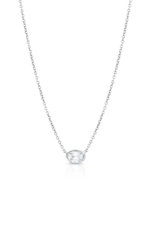 Rivière PLATINUM DIAMOND SOLITAIRE OVAL NECKLACE