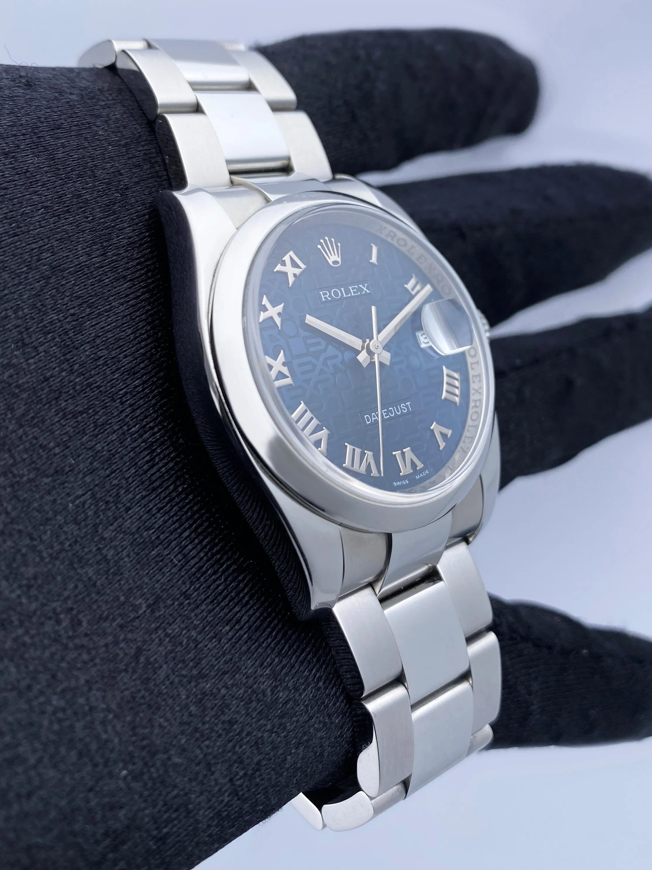 Rolex Datejust 116200 Blue Anniversary Dial Mens Watch Box Papers