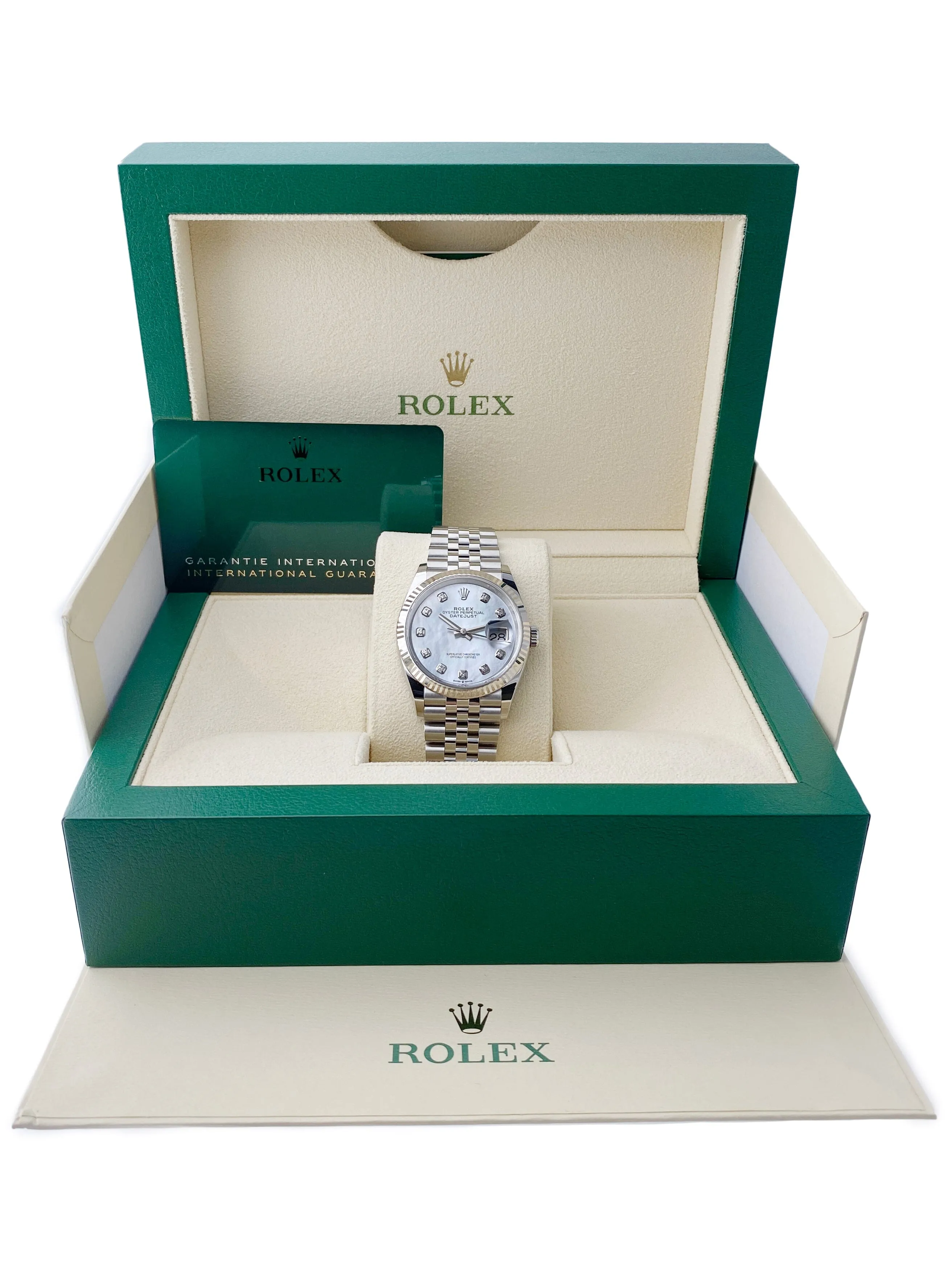 Rolex Datejust 36 126234 Diamond MOP Dial Mens Watch Box Paper