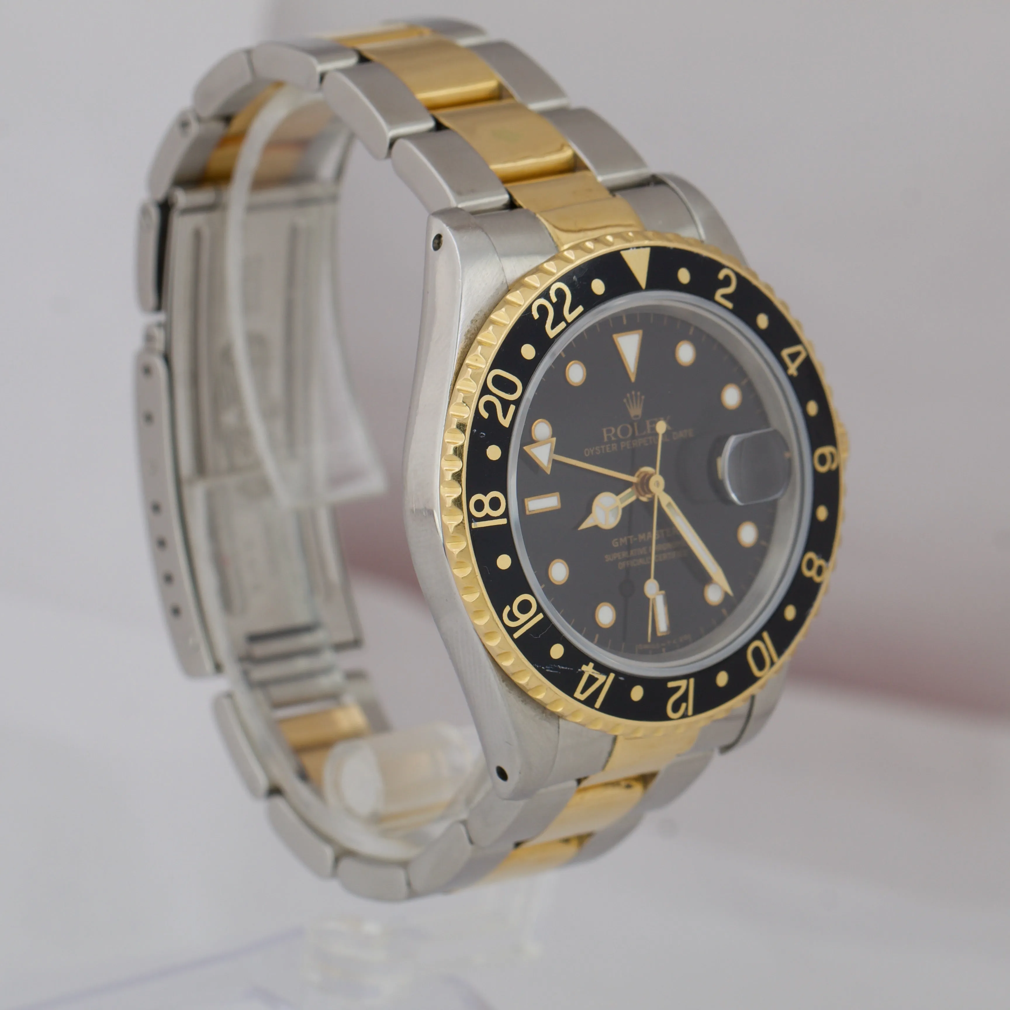 Rolex GMT-Master Black 16713 40mm 18K Gold Two Tone Stainless Watch