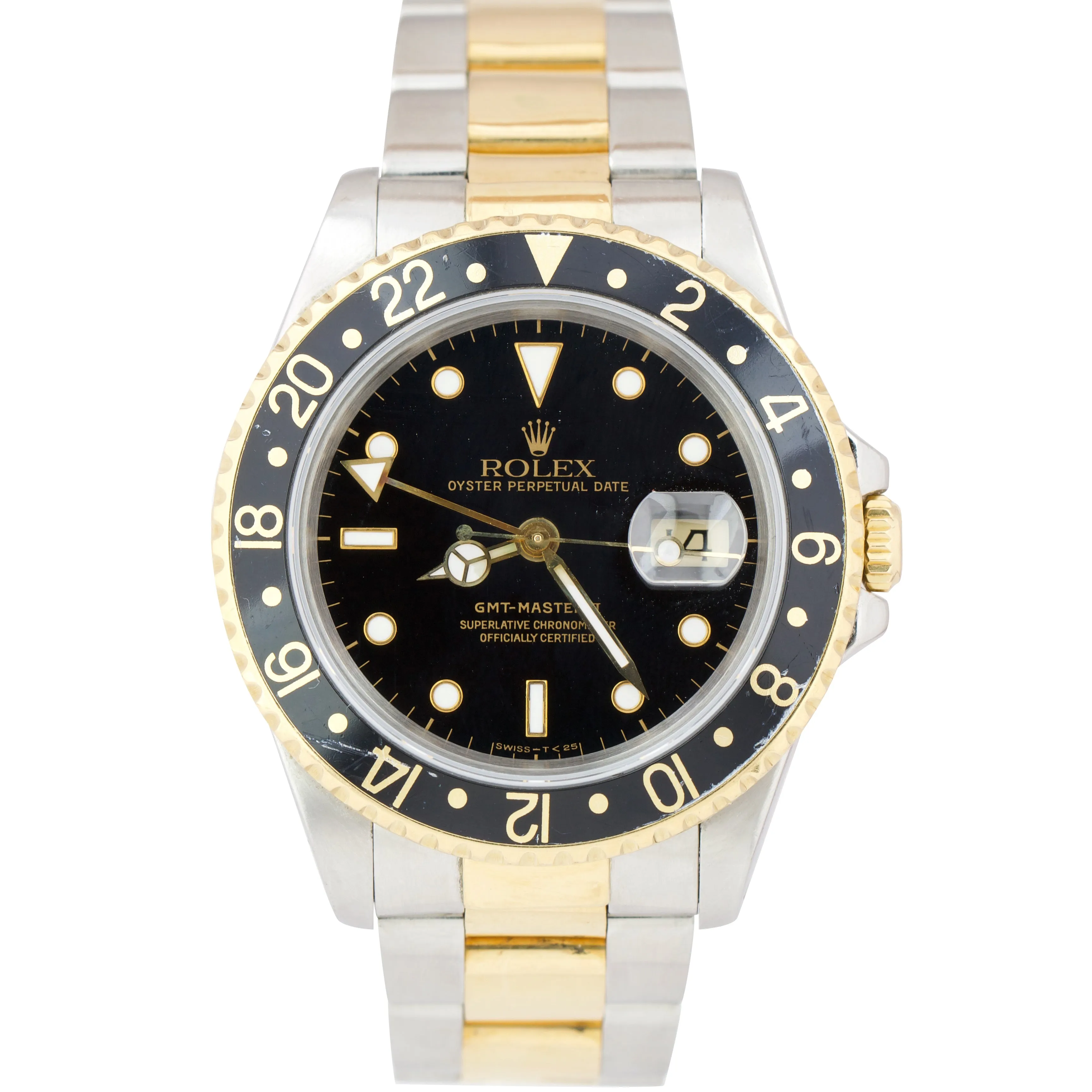 Rolex GMT-Master Black 16713 40mm 18K Gold Two Tone Stainless Watch