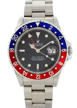 Rolex Oyster Perpetual Date GMT Master Pepsi Bezel 16700 Mens Watch