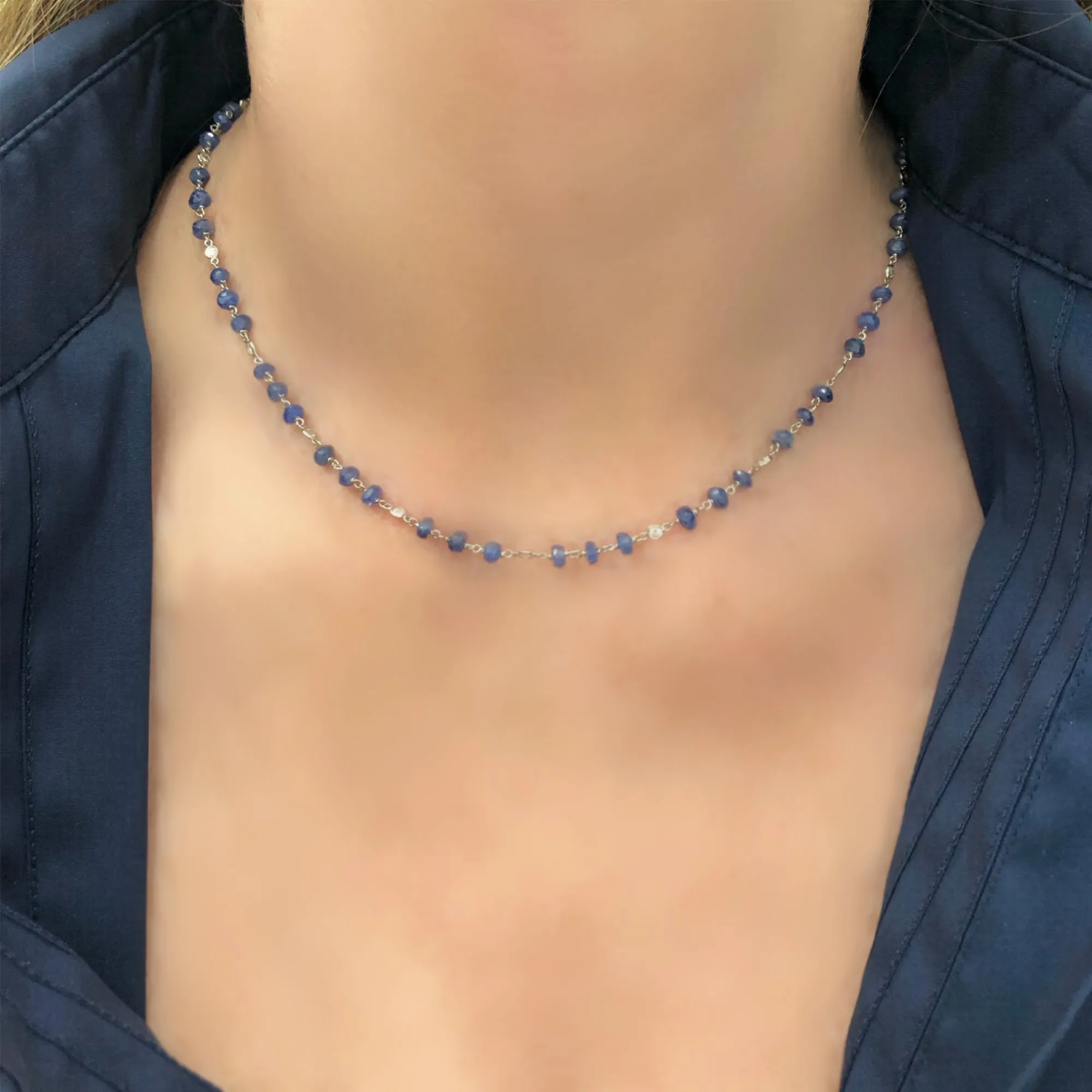 Rosaria Varra Sapphire & Diamond Necklace in Platinum