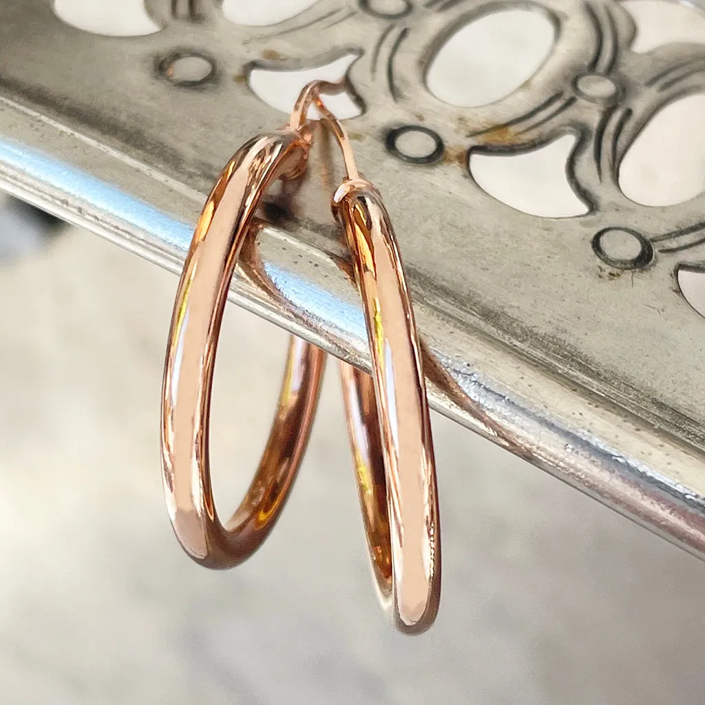 Rose Gold Tube 20mm Hoops