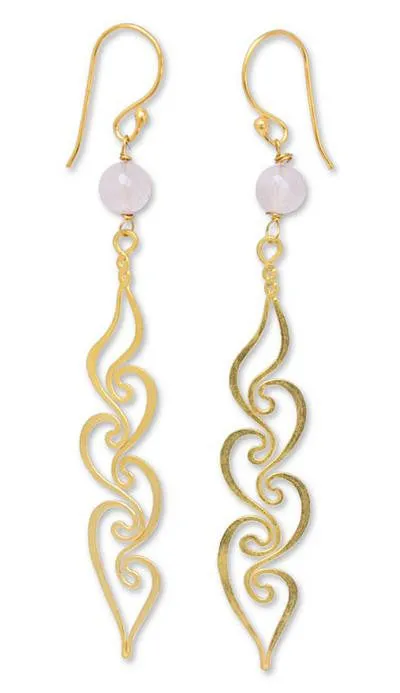 Rose Quartz Gold Plated Earrings