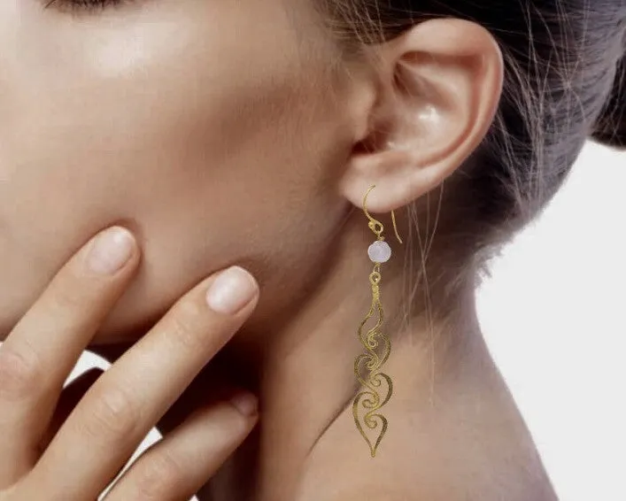 Rose Quartz Gold Plated Earrings