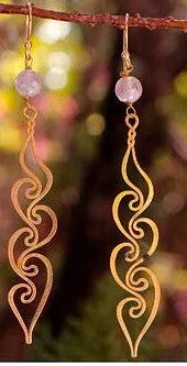 Rose Quartz Gold Plated Earrings